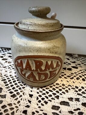 Handcrafted Marmalade Jar Cream and Brown Stoneware